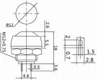 36-3050-1, Выключатель-кнопка 250V 1А (2с) (ON)-OFF Б/Фикс красная Micro (PBS-33В) Индивидуальная у
