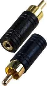 2-197G, переходник RCA штекер - 2.5мм гнездо стерео пластик позолоченный