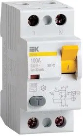 Выключатель дифференциального тока (УЗО) 2п 80А 30мА тип AC ВД1-63 ИЭК MDV10-2-080-030