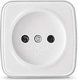 Розетка 1-м ОП Электра 10А IP20 без заземл. бел. Союз 0011