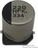 EEE0JA221WP, SMD электролитический конденсатор, Radial Can - SMD, 220 мкФ, 6.3 В, Серия S, 1000 часов при 85C