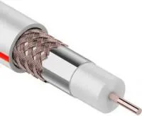 01-2401-6, Кабель коаксиальный SAT 50 M, Cu/Al/Cu, 64%, 75 Ом, бухта 100 м, белый