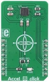 MIKROE-3341, Add-On Board, Accel 8 Click Board, 6-Axis Motion Tracking, Accelerometer/Gyroscope, MikroBUS