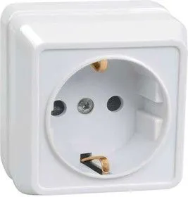 Розетка 1-м ОП Октава 16А РС20-3-ОКм с заземл. IP20 крем. ИЭК ERO11-K33-16-DC