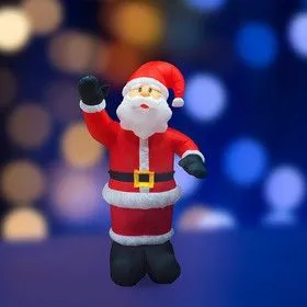 511-114, 3D фигура надувная Дед Мороз приветствует, размер 180 см, внутренняя подсветка 5 LED, компрессор с