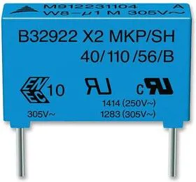 B32924C3105K189, Конденсатор Безопасности, 1 мкФ, X2, Серия B32924C, 305 В, Metallized PP