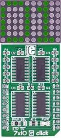 MIKROE-2705, Дополнительная плата, плата 7x10 Green LED Matrix Click, mikroBUS разъем
