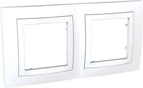 Рамка 2-м Unica с декор. накл. бел. SchE MGU2.004.18