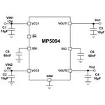 MP5094GJ-Z, Power Load Distribution Switch, Active Low, 2 Outputs, 12 V Input, 4 A, 0.05 ohm, TSOT-23-8