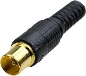 4-002HQG BK, разъем телев.шт плас. позол. на каб. винт чер. HQ