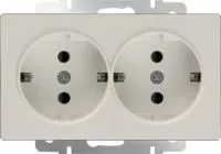 WL03-SKG-02-IP20 / Розетка двойная с заземлением (слоновая кость)