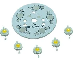 SR-5x1WN, Набор, плата алюминиевая + 5 белых светодиодов1 Вт Emitter