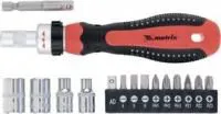 11332, Отвёртка реверсивная с набором бит и насадок торцевых, CrV, 1/4, 16 шт.