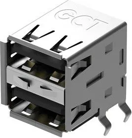 USB1035-GF-P-0-B-B, Составной USB разъем, USB Типа A, USB 2.0, 4 вывод(-ов), Прямой Угол, Латунь