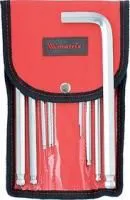 12311, Набор ключей имбусовых HEX, 1,5-12 мм, CrV, 10 шт., удлиненные с шаром, сатин., чехол