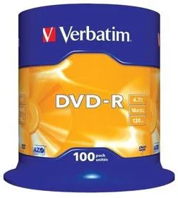 Verbatim 43549 DVD-R 4.7 GB 16x CB/100, Записываемый компакт-диск (упаковка из 100)