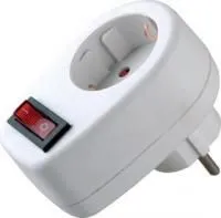 SA 1/1-ZDV, Переходник с выключателем (1 розетка, з/з, защитные шторки,3500Вт)