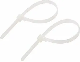 07-0209, Хомут-стяжка нейлоновая многоразовая 200x7,5 мм, белая, упаковка 100 шт.