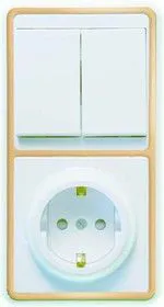 Блок БКВР-035 Бэлла (2-кл. выкл. + евророзетка с защ. шторками) зол. Кунцево 5836