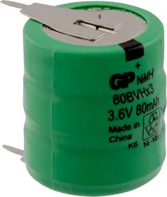 80 BVH3A2H (2 ножки), Аккумулятор никель-металлгидридный NiMH 80mAh (1шт) 3.6В