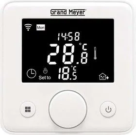 Термостат прогр. W330 с функцией Wi-Fi (Android/iOS) датчик пола, датчик воздуха 3.6кВт 16А бел. Grand Meyer W330