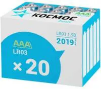 Элемент питания алкалиновый LR LR03 (уп.20шт) Космос KOCLR0320BOX