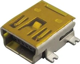 USB2066-05-RBHM- 15-STB-00-00-A, Разъем USB, Mini USB Типа B, USB 2.0, Гнездо, 5 вывод(-ов), Поверхностный Монтаж, Прямой Угол