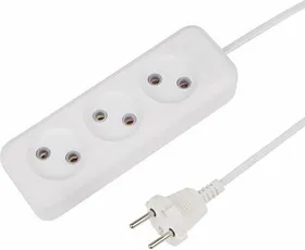 11-2210, Удлинитель 3 гнезда 10 м 2х0.75 белый (Сделано в России)