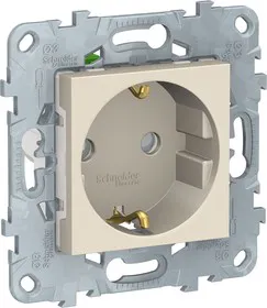 Механизм розетки UNICA NEW защ. шторки с заземл. с быстрозажим. клеммами 16А 250В беж. SchE NU505744