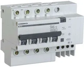Выключатель автоматический дифференциального тока 4п 63А 30мА АД14 GENERICA ИЭК MAD15-4-063-C-030
