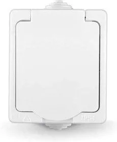 Розетка 1-м ОП Аллегро 16А с защ. крышкой защ. шторки с заземл. IP54 бел. UNIVersal 5563286