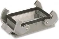 0930 010 0301, Разъем для тяжелых условий, низкий профиль, двойной рычаг, Base, Bulkhead Mount, Корпус из Алюминия