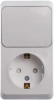 Блок ОП Этюд (1-м розетка с заземл. защ. шторки + 1-кл. выкл.) бел. SchE BPA16-201B