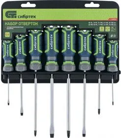 13373, Набор отверток, CrV, 4-х компонентные рукоятки, 8 предметов