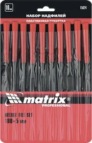 15824, Набор надфилей, 180 х 5мм, 10 шт., пластиковые рукоятки