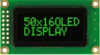 O050H016AGPP5N0000, Графический OLED дисплей, 50 x 16 пикселей, Зеленый на Черном, 5В, Параллельный, SPI, 58мм x 32мм