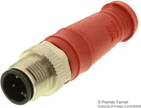 120076-8034, Разъем Кабеля, BRAD, 120076 Series, M12, Male, 4 Positions, Штырь для Пайки