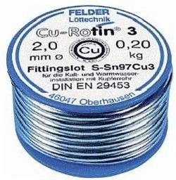 Sn97Cu3 прв Cu-Rotin3 (2.0мм), Припой для фитингов олово-медь, катушка 100гр
