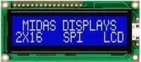 MC21605C6W-BNMLWS-V2, Буквенно-цифровой ЖКД, 16 x 2, Белый на Черном, 5В, SPI, Английский, Японский, Передающий