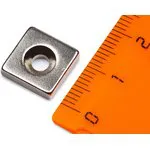 Неодимовый магнит прямоугольник 12х12х3 мм с зенковкой 3.5/6 мм