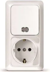 Блок ОП Олимп 1-кл. вык. с подсветкой + роз. с заземл. верт. бел. UNIVersal О0039