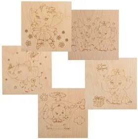 12-0932, Доски для выжигания 5 шт. Слоненок