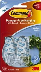 17091CLR Command прозрачный до 1.35кг. 2шт., Крючок легкоудаляемый средний