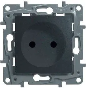 Механизм розетки 1-м СП Etika 2К 16А защ. шторки без заземл. винт. зажимы антрацит Leg 672634