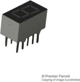 HDSP-C3E3, 7-сегментный светодиодный дисплей, Красный, 20 мА, 2 В, 1.1 мкд, 1, 9.1 мм