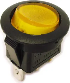 MIRS-101A-8C3 (желтый), Переключатель с подсветкой ON-OFF (10A 125VAC, 6.5A 250VAC, 15A 12VDC) SPST 3P