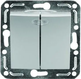 V01-15-V22-M (Выключатель 2-кл. с инд. Argento(серебро), м-зм, Magenta )