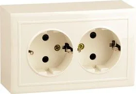 V01-32-R24-S (Розетка 2-мест. с зазем. (крем), Solar)