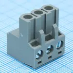 2EDGKF-5.0-03P-11-00A(H), Соединительный разъем винтовой 3 контакта шаг 5.0мм серый