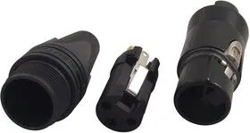 NC3FXX-B, Аудио разъем XLR, 3 контакт(-ов), Гнездо, Монтаж на Кабель, Контакты с Покрытием из Золота